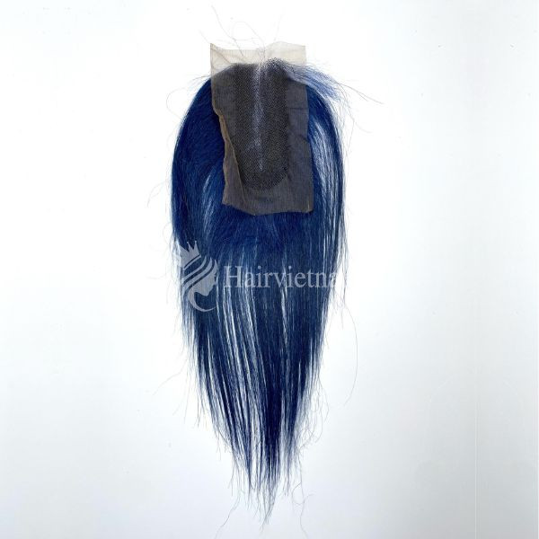 Human Vietnamese Hair Dark Blue Lace Closure
